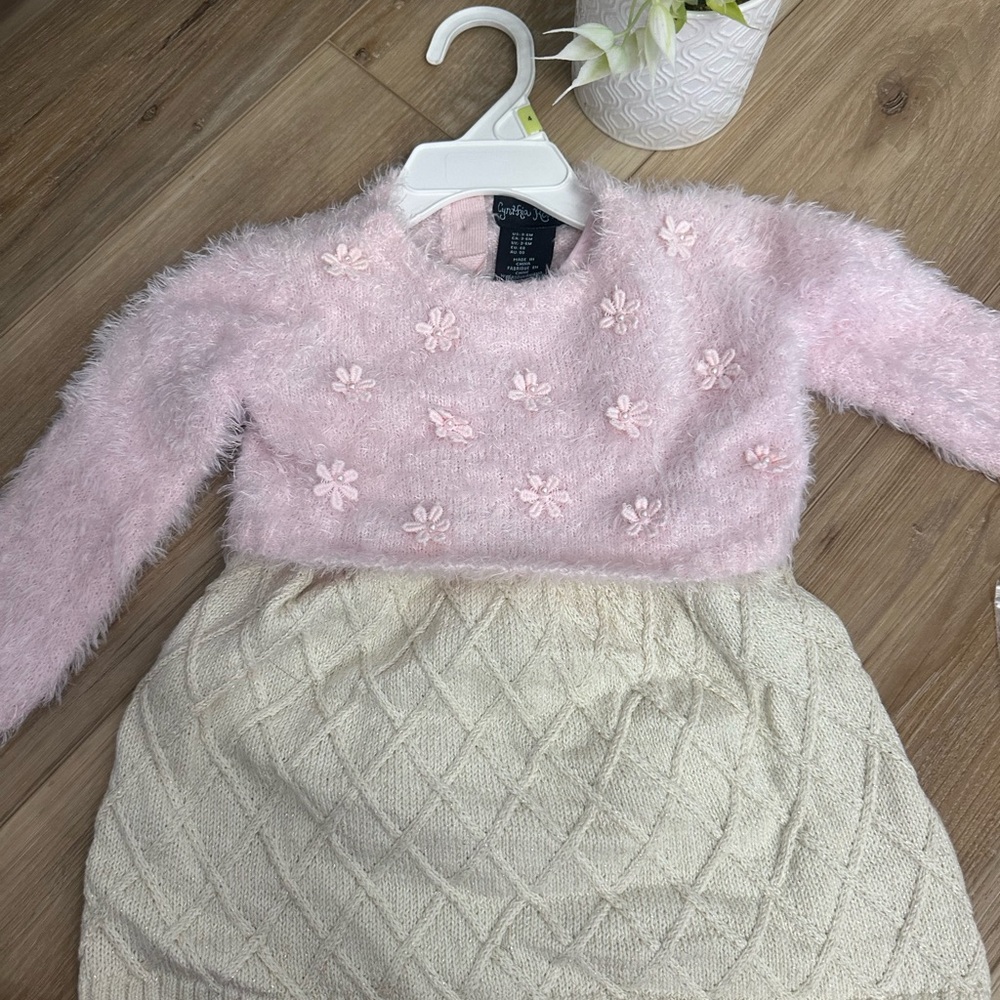 Cynthia Rowley Pink and Cream Floral Kids Sweater Dress 3-6 months